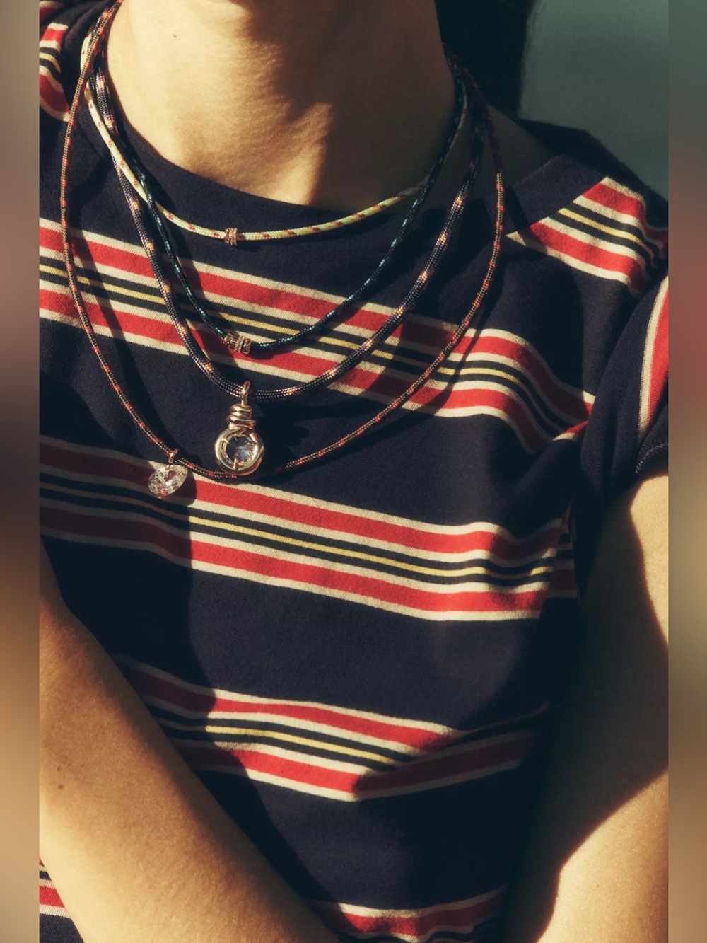 NWT Anthropologie Adjustable Corded Crystal Pendant Necklace, Black - Picture 4 of 8